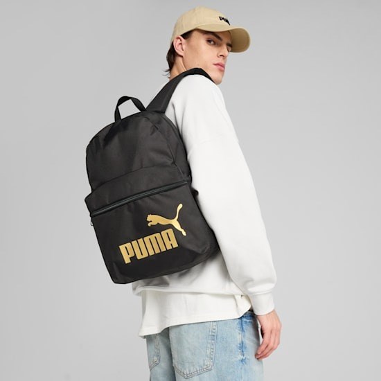 Puma Puma Black-Gold-No.1 Logo Unısex Sırt Cantası Siyah
