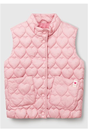 Benetton Açık Pembe Kız Bebek Kalpli Yelek