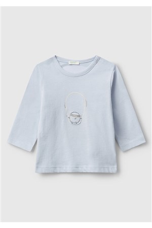 Benetton Yenidoğan Mavi Uzun Tshırt