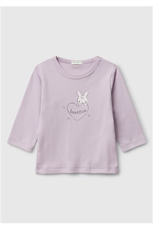 Benetton Yenidoğan Lila Uzun Tshırt
