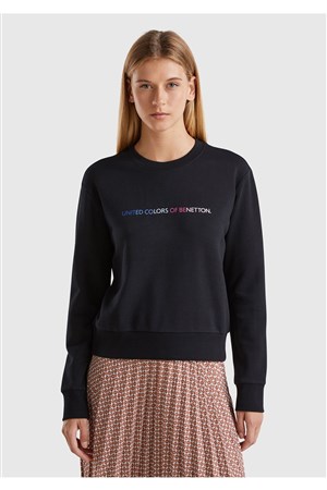 Benetton-W  Kadın Siyah Sweatshırt