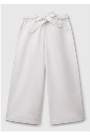 Benetton Kız Çocuk Beyaz Bnt-G Keten Pantolon