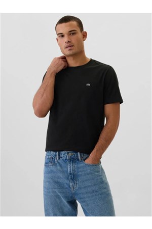 Gap V-Frch Everyday Soft Mıcro Logo Crew Siyah Erkek K.Kol Tshırt
