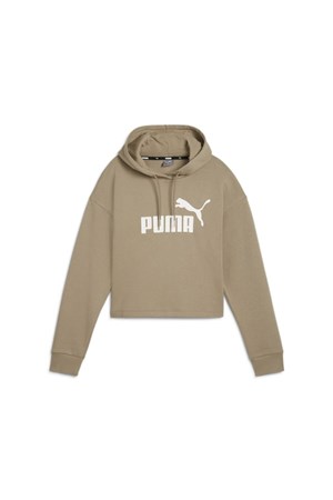 Puma Ess Cropped Logo Hoodie Kadın Bej Sweatshırt