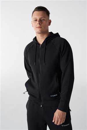 HMLAJAY ZIP HOODIE BLACK TEKSTIL Erkek Eşofman Üstü