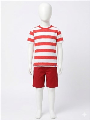 Benetton Erkek Çocuk Kırmızı Çizgili Tshirt