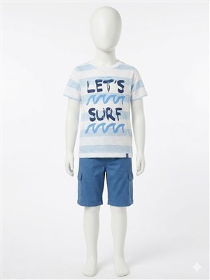 Benetton Erkek Çocuk Mavi Çizgili Tshirt