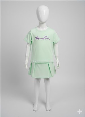 Benetton Kız Çocuk Mınt Tshirt
