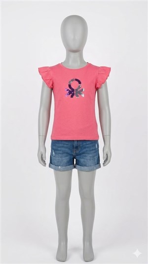 Benetton Kız Çocuk Koyu Pembe Tshirt