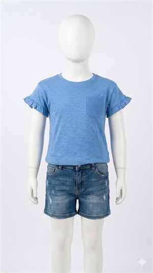 Benetton Kız Çocuk Mavi Tshirt